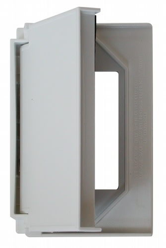 The Diamond Group by Valterra DG52516VP is a white, weatherproof, self-closing thermoplastic cover for a single-gang, two-horizontal-duplex receptacle, GFCI, or power outlet.