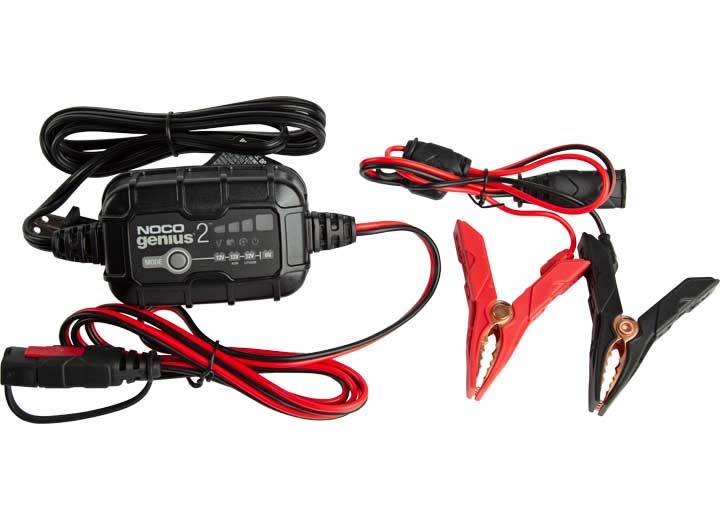 The NOCO GENIUS2 is a highly-rated, 2-amp smart battery charger, maintainer, and desulfator designed for a variety of 6-volt and 12-volt lead-acid and lithium-ion batteries.