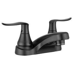 The Dura Faucet DF-PL700LH-MB is a matte black, two-handle lavatory faucet designed for use in recreational vehicles (RVs), mobile homes, and campers.