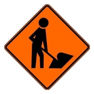 Traffic Signs - 48" Mesh Roll-Up w/ribs "Men Working" Symbol Sign SM4848MSOC
