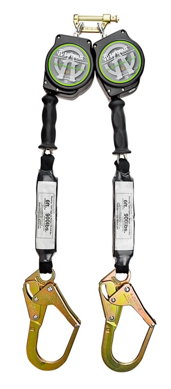 SafeWaze Class A 10' Dual Leg Cable Retractable w/ Forged Steel Rebar Hooks