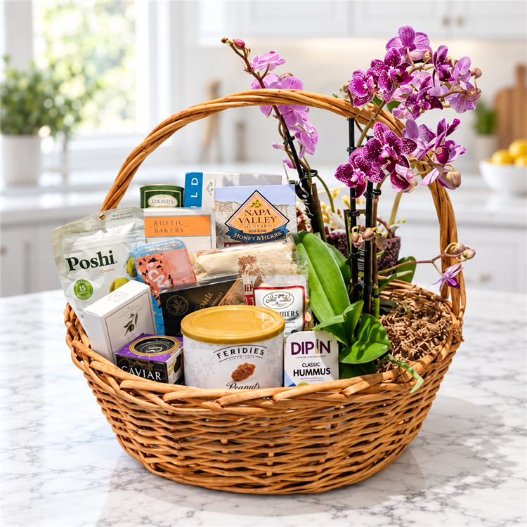Flower & Gourmet Gift Basket