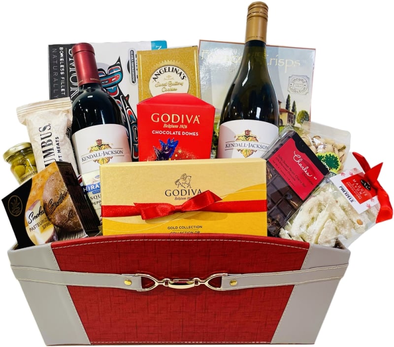 Double Wine and Chocolate with treats Gift Basket | Delivery