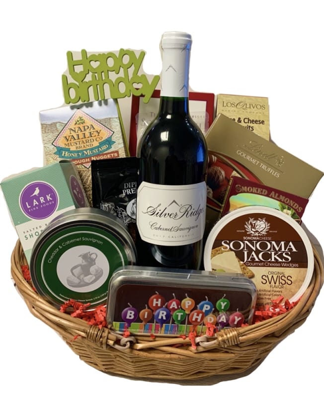 Happy Birthday Gift Basket with Wine and Chocolate | Delivery Available