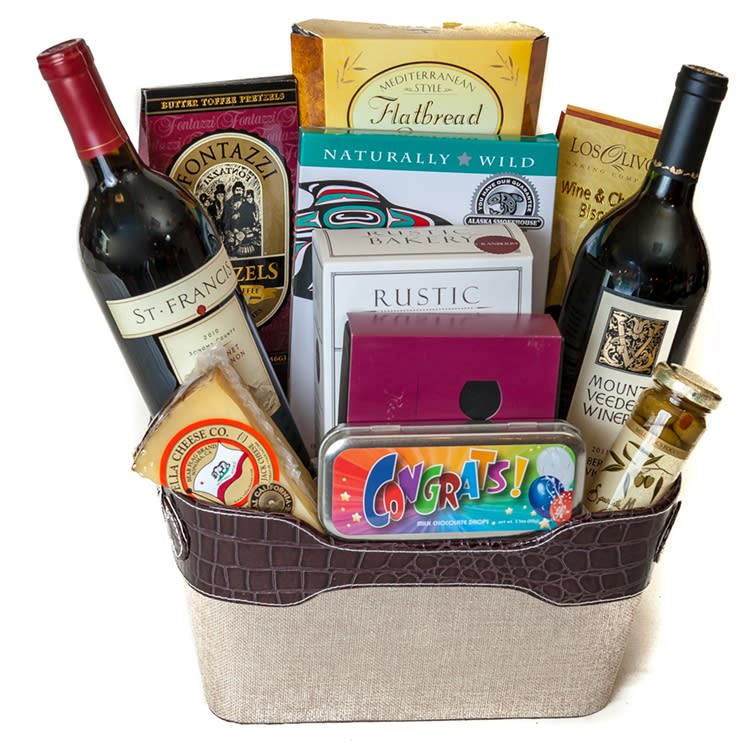 Congratulations Wine Duet Gift Basket Congratulations Wine Duet Gift Basket