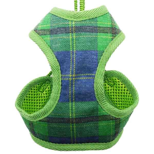 Blue and Green Plaid Small Dog Harness