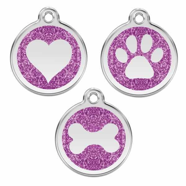 Purple Glitter Stainless Steel Pet ID Tag