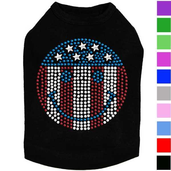 Red, White and Blue Happy Face Dog Shirt