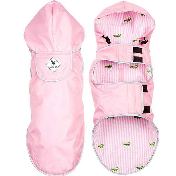 Preppy Pink Dog Raincoat with Hood