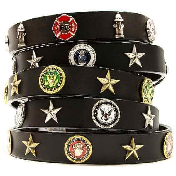 Service Emblem Leather Dog Collar