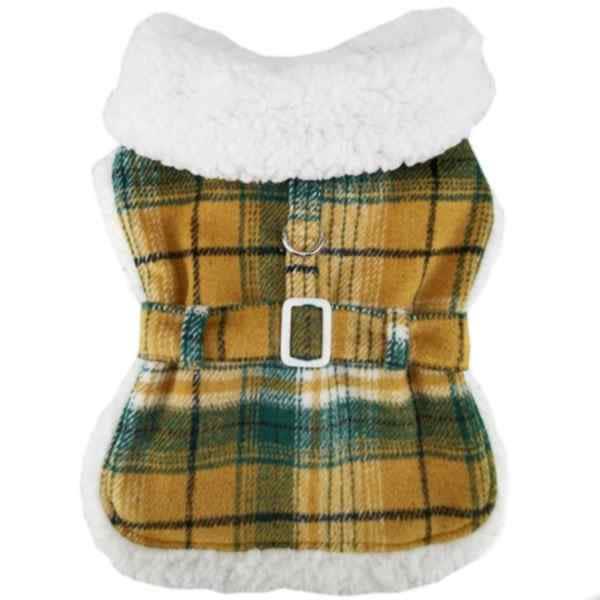 Yellow Plaid Dog Harness Coat