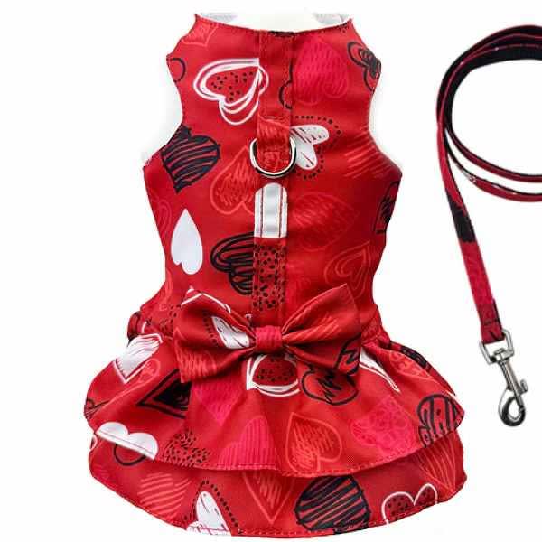 Abstract Hearts Harness Dress with Matching Leash