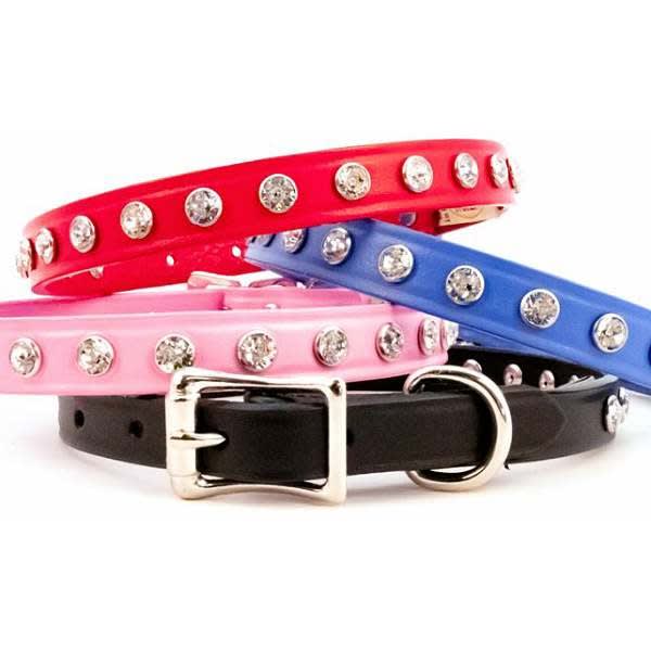 Rhinestone Bling Small Dog Collars | Leather