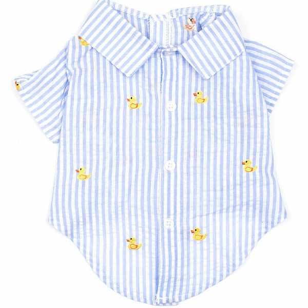Yellow Duckie Dog Shirt | Seersucker