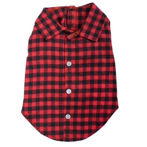 Flannel Dog Shirt | Red Buffalo Plaid