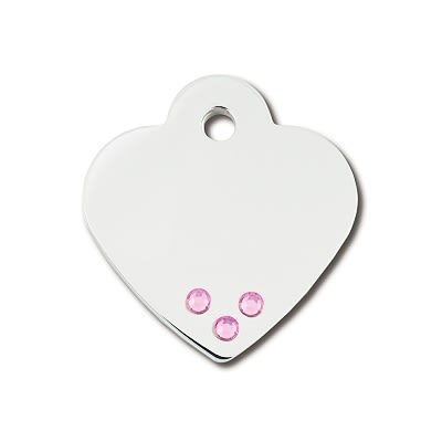 Designer Dog Cat ID Tags | Small Heart Pink Crystals