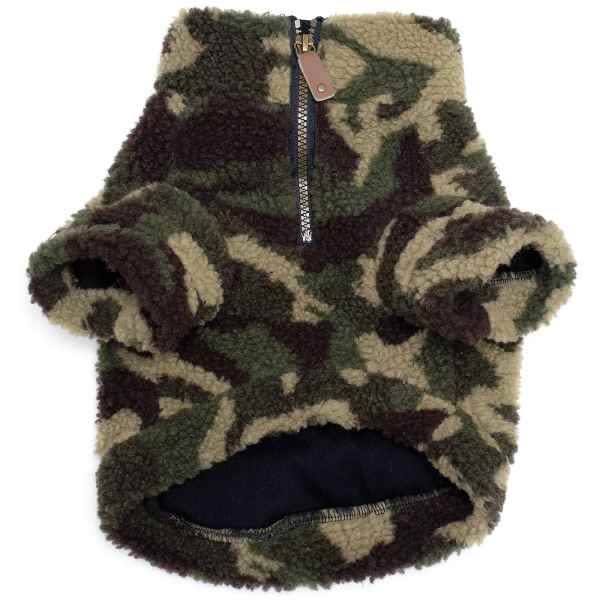 Green Camo Sherpa Fleece Dog Pullover