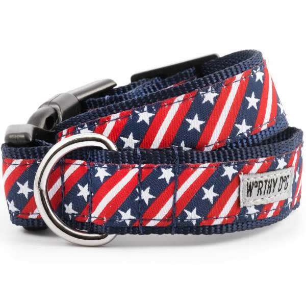 Stars and Stripes Nylon Dog Collar and Leash