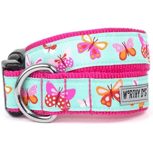 Pink Butterflies Dog Collar | Nylon