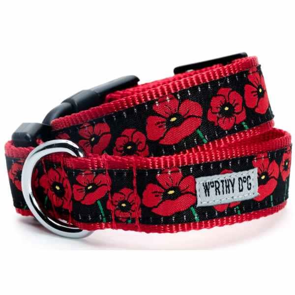 Pretty Poppy Flowers Dog Collar