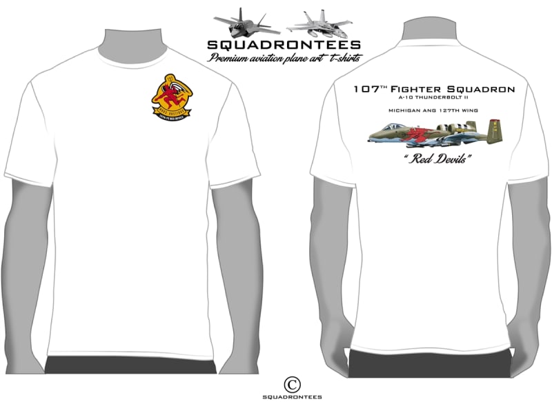 107th Fighter Squadron A-10 Squadron T-Shirt D2, USAF Licensed Product