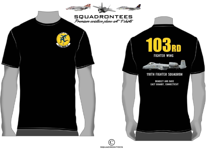 118th Fighter Squadron, 103d FW A-10 Squadron T-Shirt, USAF Licensed Item
