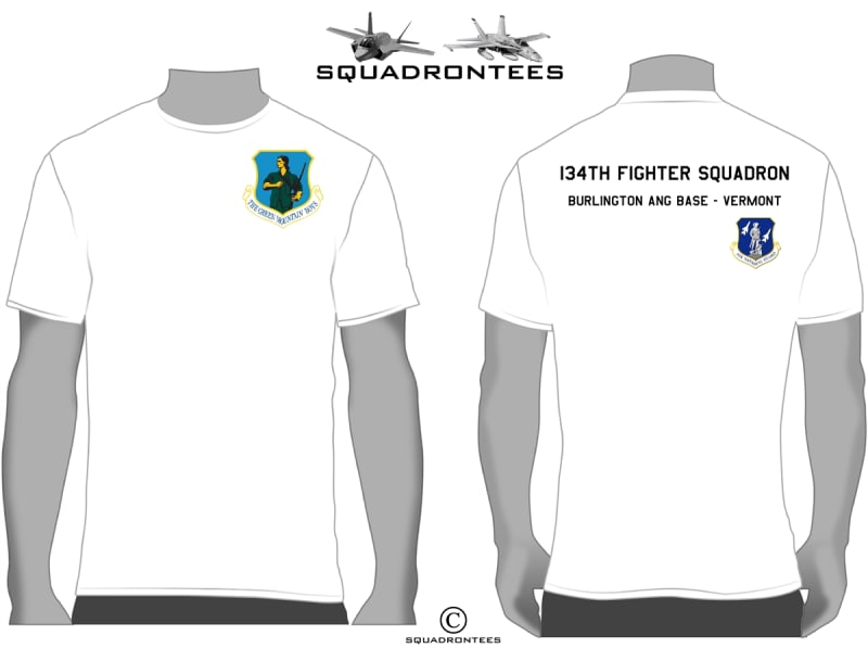 134th FS Green Mountain Boys Squadron T-Shirt D1 - USAF Licensed Product