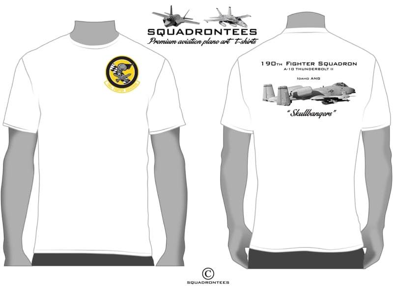 190th Fighter Squadron A-10 Squadron T-Shirt, USAF Licensed Product
