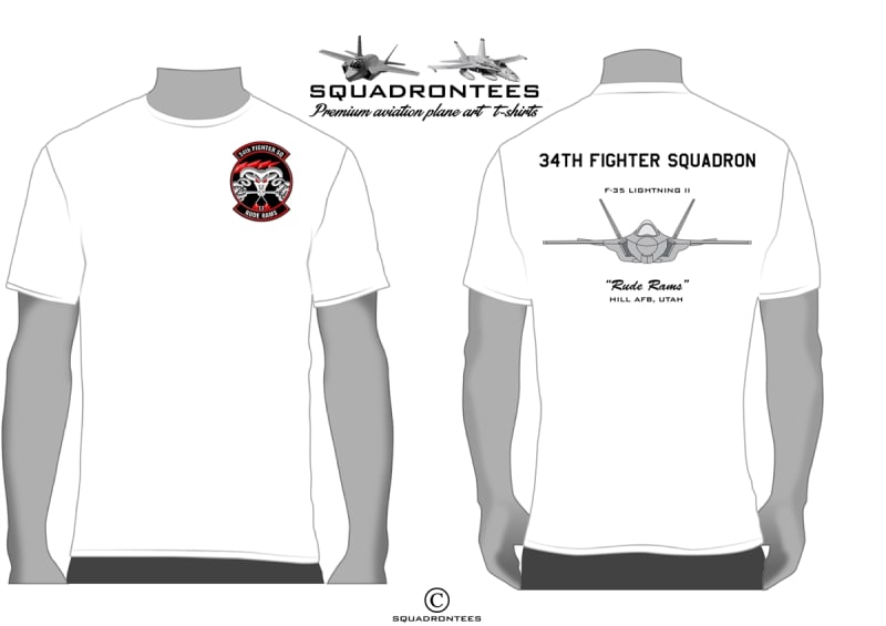 34th FS F-35 Squadron T-Shirt D1, USAF Licensed Product