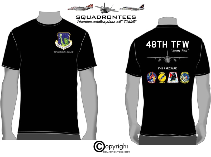 48th TFW F-111 Statue of Liberty Wing Squadron T-Shirt D3, USAF Licensed Product