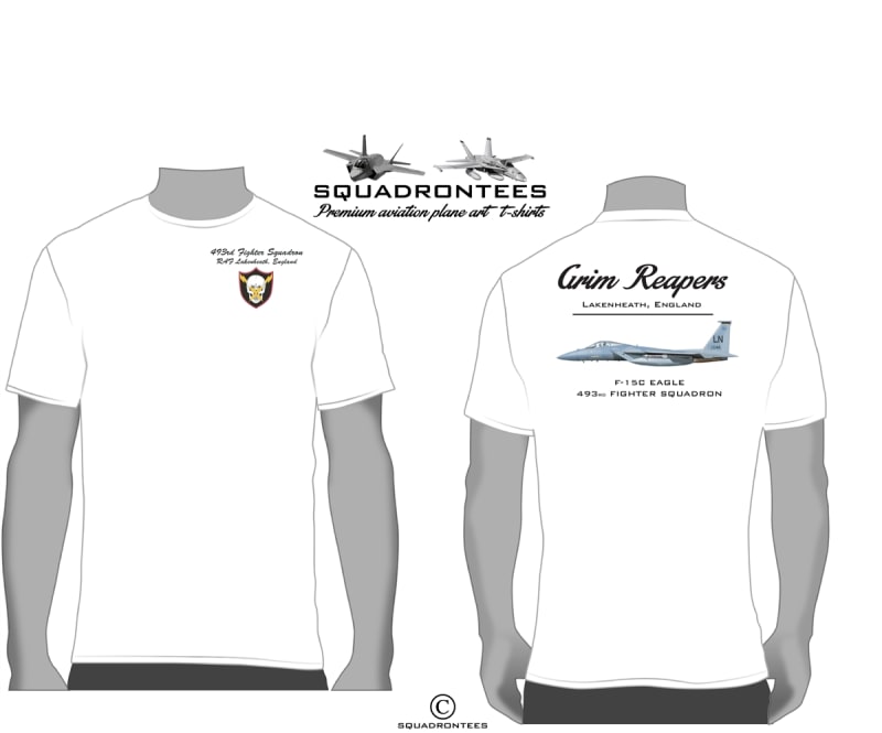 493rd FS Grim Reapers Squadron T-Shirt D2, USAF Licensed Product