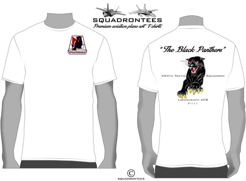 494th TFS Black Panthers Squadron T-Shirt D2, USAF Licensed Product
