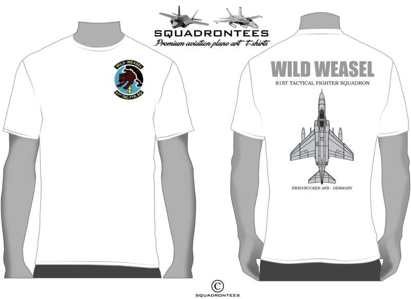 81st TFS Panthers Zweivrucken Squadron T-Shirt D2- USAF Licensed Product