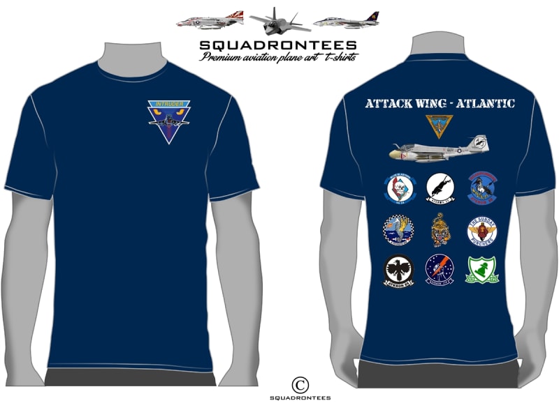 A-6 Intruder Attack Wing - Atlantic Squadron T-Shirt D6, USN Licensed T-Shirt