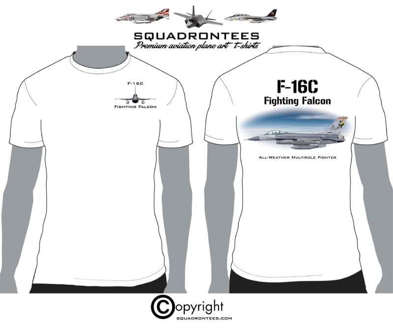 F-16C Fighting Falcon - Premium Plane Art Squadron T-Shirt