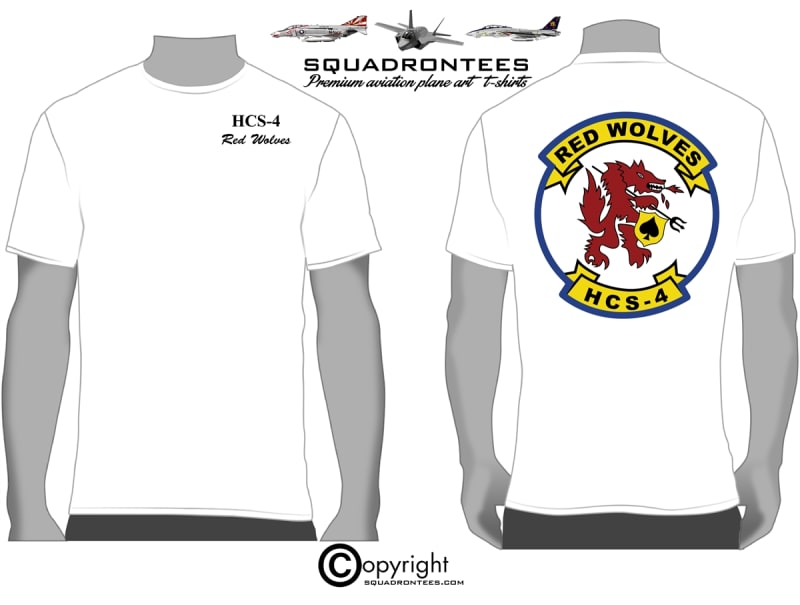 HCS-4 Red Wolves Squadron Logo Back T-Shirt, USN Licensed Product