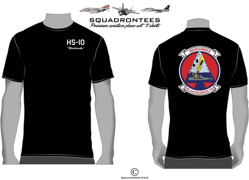 HS-10 Warhawks Logo Back Squadron T-Shirt, USN Licensed Product