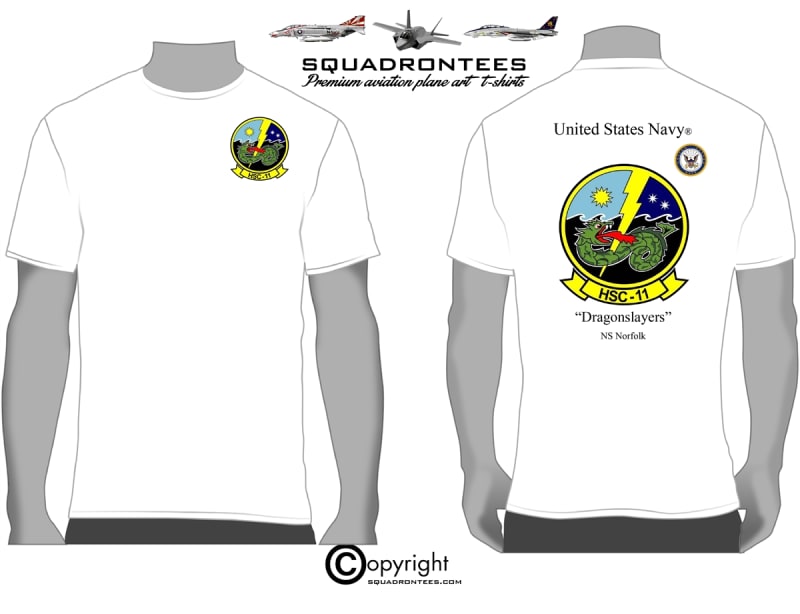 HSC-11 Dragonslayers Logo Back Squadron T-Shirt - USN Licensed Product