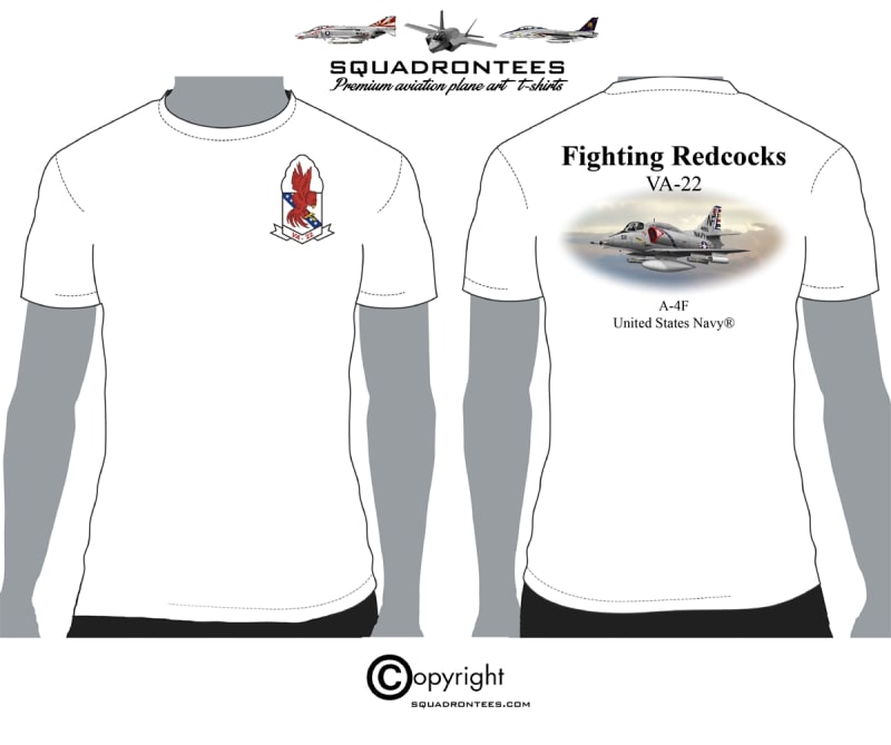 VA-22 Fighting Redcocks A-4F Squadron T-Shirt - USN Licensed Product
