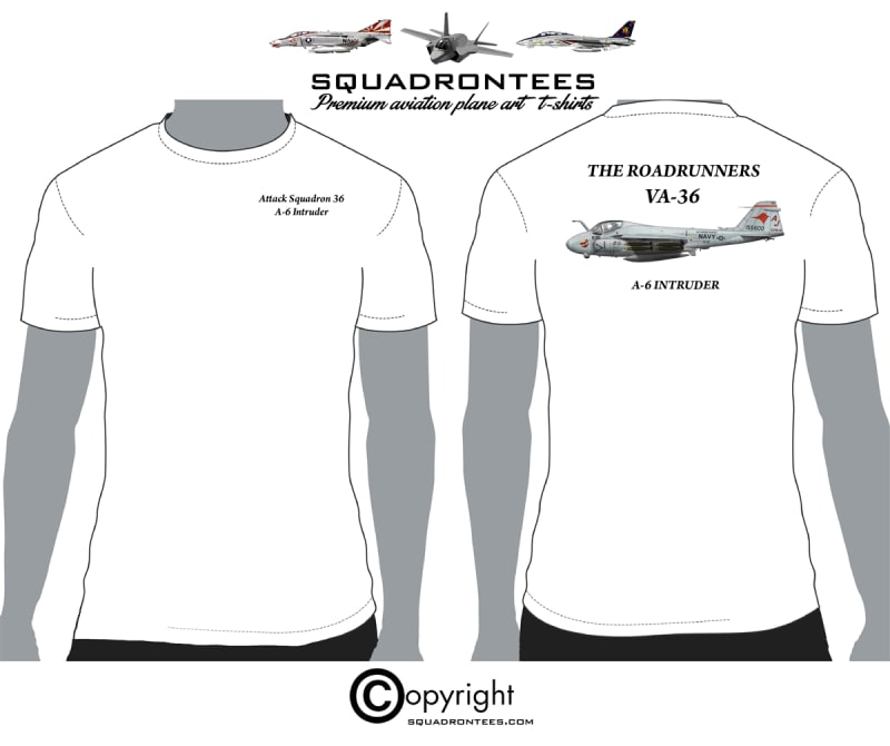 VA-36 A-6 The Roadrunners Logo Back Squadron T-Shirt - USN Licensed Product
