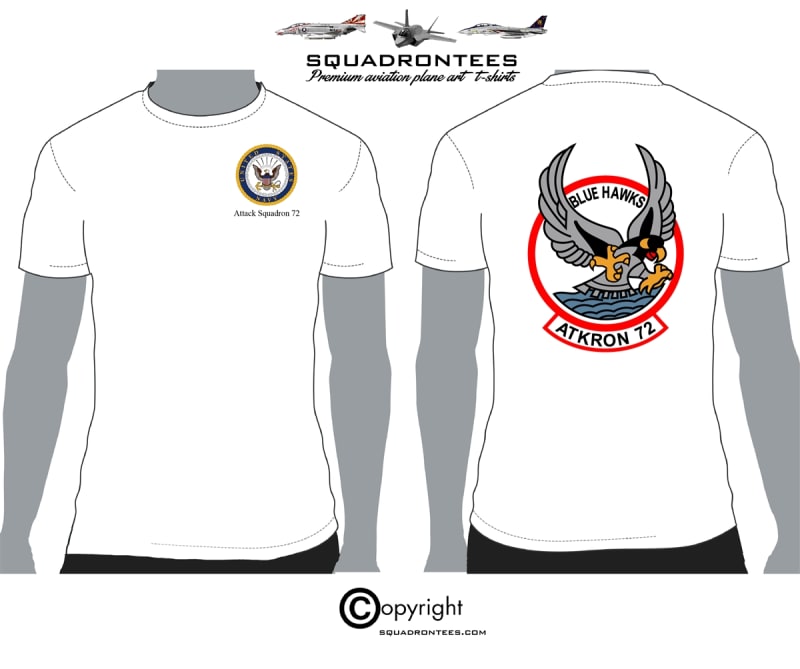VA-72 Blue Hawks Logo Back Squadron T-Shirt - USN Licensed Product