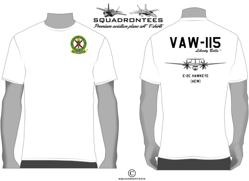 VAW-115 Liberty Bells E-2C Logo Back Squadron T-Shirt - USN Licensed Product