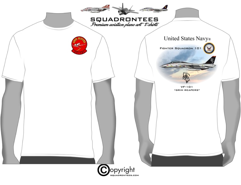 VF-101 Grim Reapers F-14 Tomcat Squadron T-Shirt - USN Licensed Product