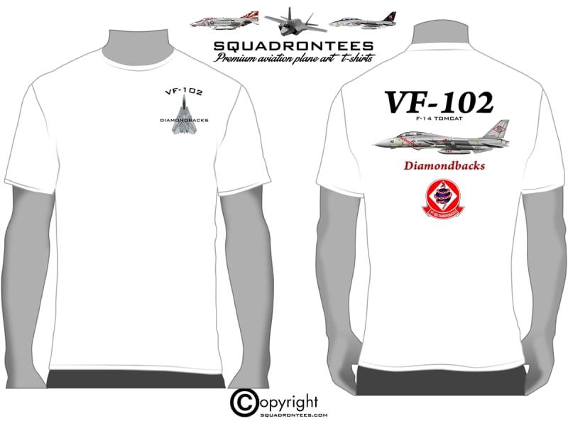 VF-102 Diamondbacks F-14 Tomcat Squadron T-Shirt D4 - USN Licensed Product