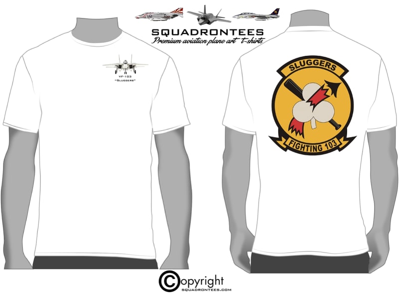 VF-103 Sluggers F-14 Squadron T-Shirt D-5, USN Licensed Product