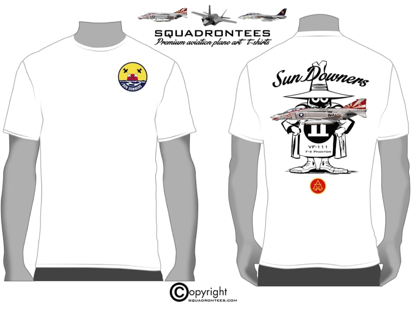 VF-111 Sundowners F-4 Phantom Squadron T-Shirt - USN Licensed Product