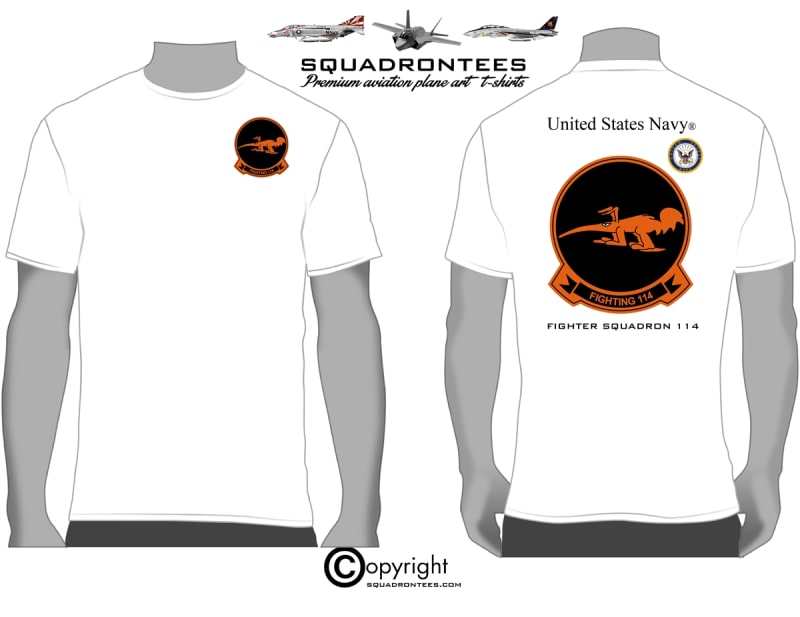 VF-114 Aardvarks Logo Back Squadron T-Shirt - USN Licensed Product