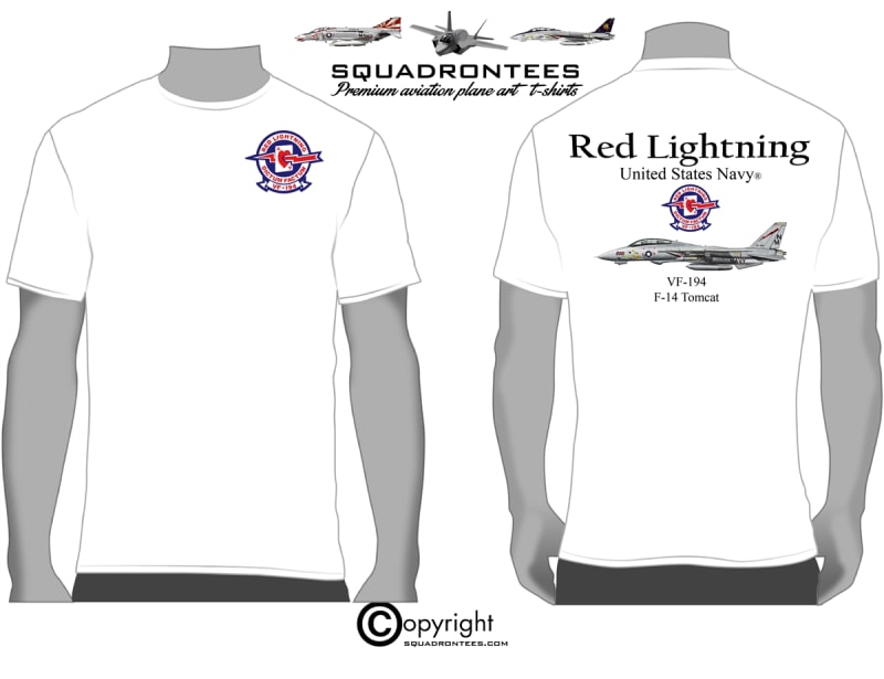 VF-194 Red Lightning F-14 Tomcat Squadron T-Shirt D3 - USN Licensed Product
