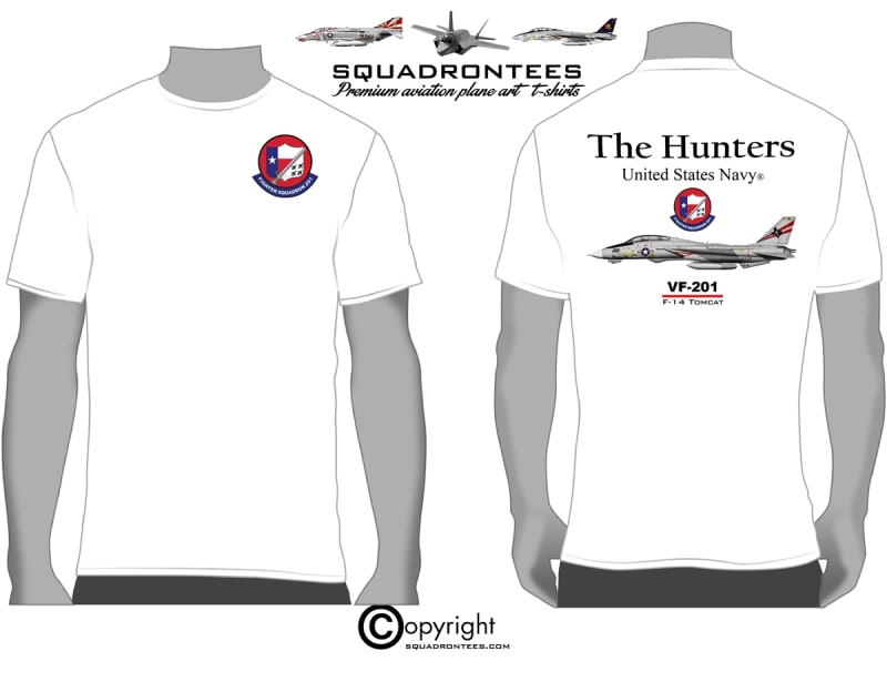 VF-201 Hunters F-14 Tomcat Squadron T-Shirt D3 - USN Licensed Product