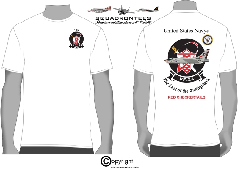 VF-24 Fighting Renegades F-8 Crusader Squadron T-Shirt - USN Licensed Product
